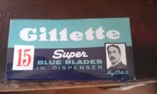 vintage gillette 15 super blue blades pack for safety razor in dispenser SW