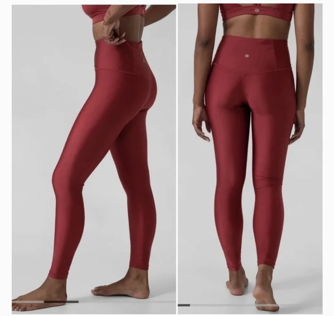 Athleta Elation Shine Tight Leggings High Rise Size S Decadent Red