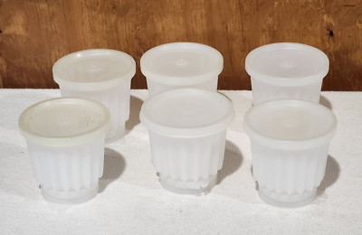 6 VTG Tupperware Mini Jello Mold Jel-ette Single Serve Star Caps Retro Sheer