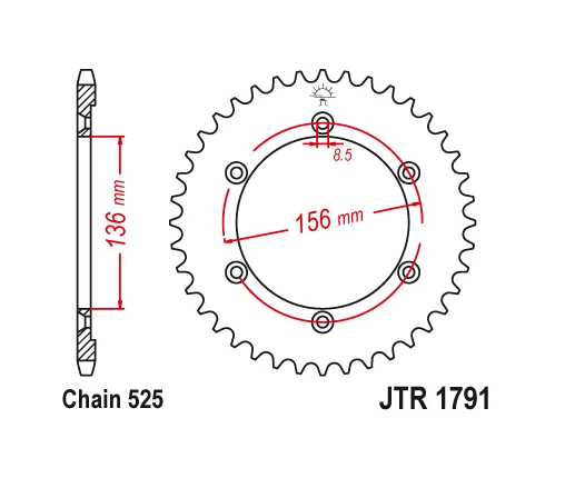 Piñón trasero de acero JT 43 43T dientes Suzuki DR650S DR650SE 1996-2022 Foto 2 de 4