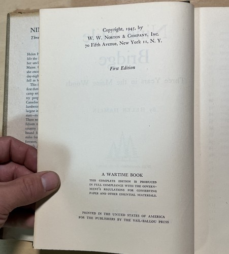 Helen Hamlin Nine Mile Bridge Three Years in the Maine Woods 1st Edition 1945 - Picture 5 of 7