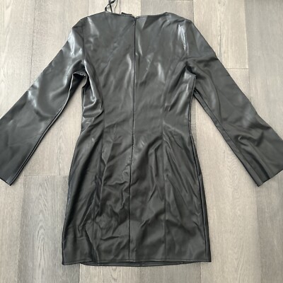 Vero Moda Bella Long Sleeve Faux Leather Minidress in Black at Nordstrom, Size Medium