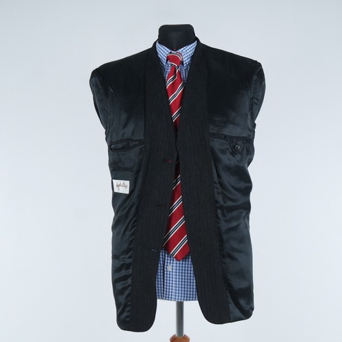 Mens Black Sport Coat 38S US Size ANGELO LITRICO Striped Blazer Jacket - Picture 10 of 11