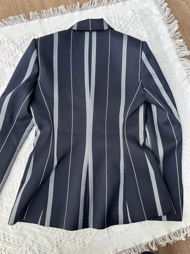 NEW AUTH L'AGENCE Striped Long Sleeve One Button Blazer Top - Picture 4 of 13