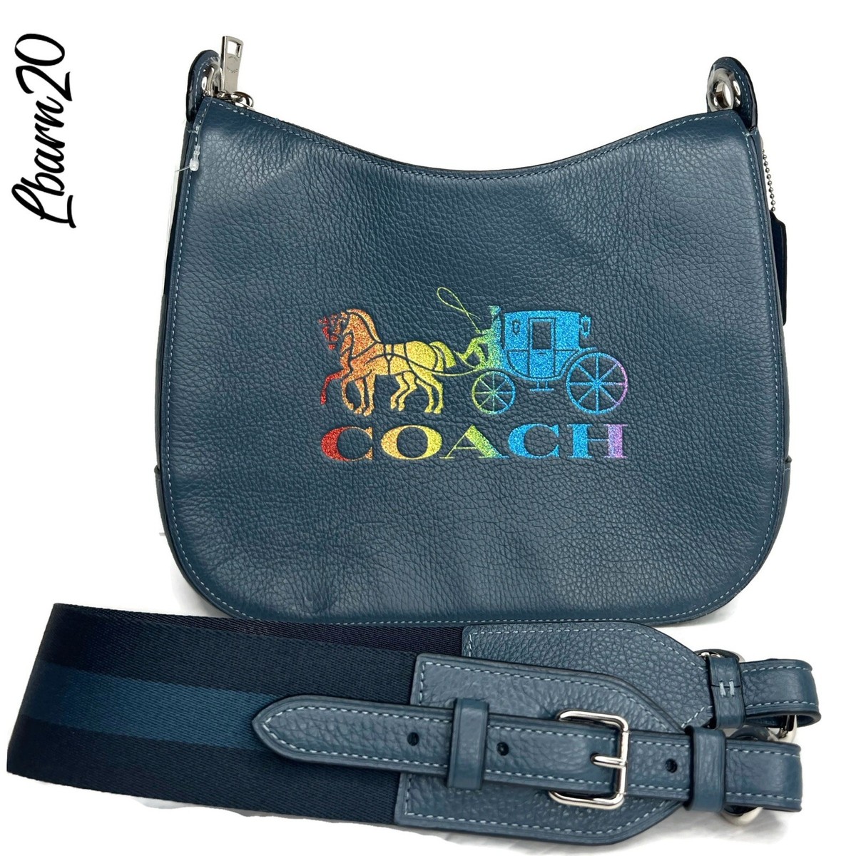 Coach F76766 Leather Jes Hobo Shoulder Handbag Rainbow Glitter