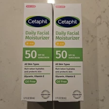 Cetaphil Daily Facial Moisturizer SPF 50+ 1.7oz x2 Expire 2027+