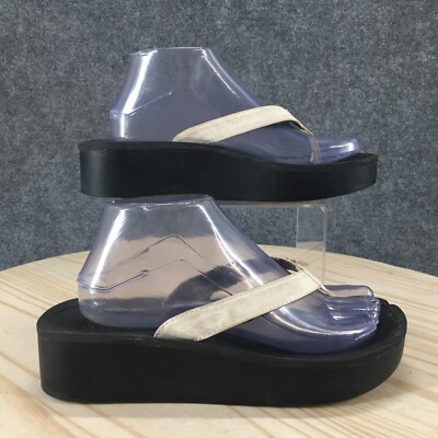 OluKai Sandals Womens 9 Pi'o Lua Wedge Thong White Toe Post Slip On Casual
