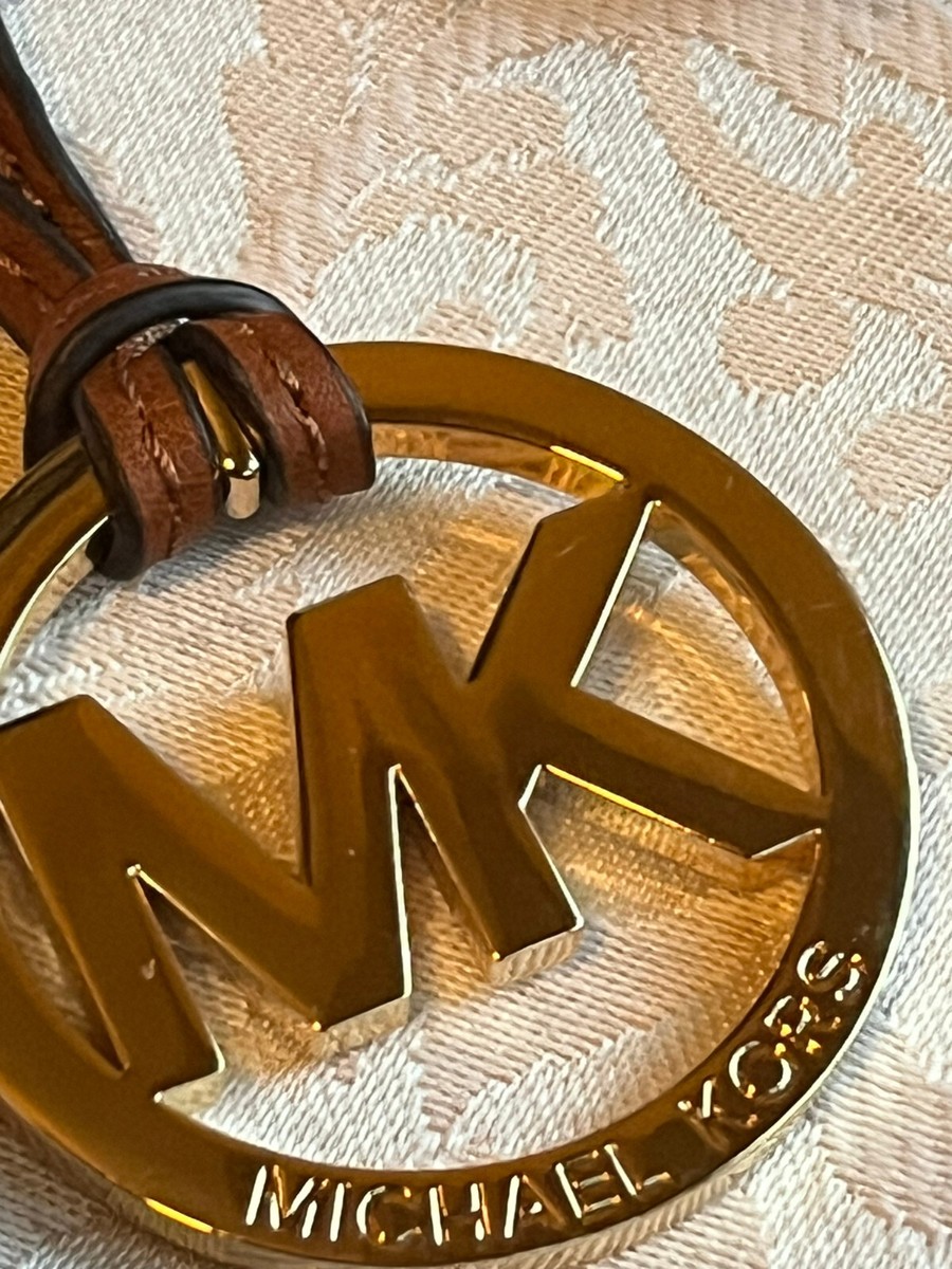 MICHAEL KORS Gold Logo Purse Bag Charm KEY Chain - Hang Brown