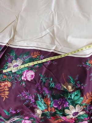 Vintage Cotton Roses Large Remnant  85Lx52W Designer Fabric  Unique