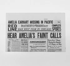 NEWSPAPER REPRINT - 1937 - Amelia Earhart Missing - Faint Calls