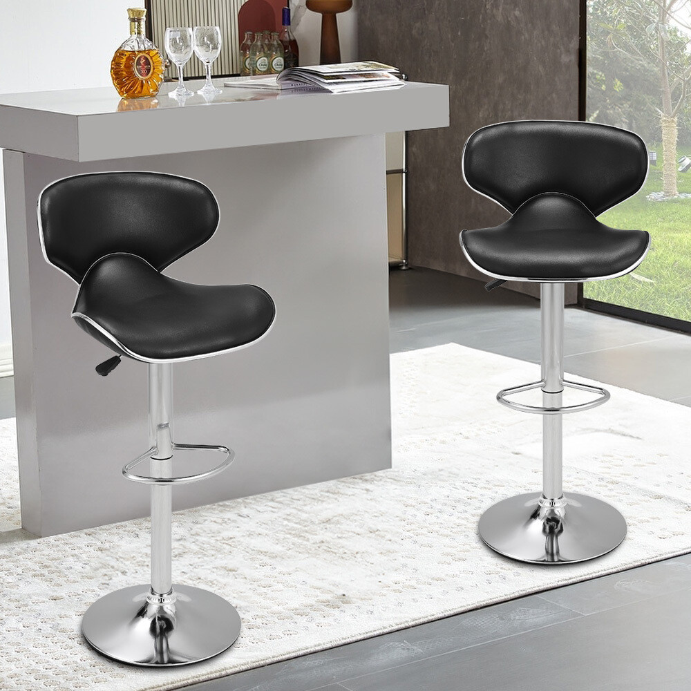 Adjustable Bar Chairs with Footrest Breakfast Counter Kitchen Island Stool  Seat