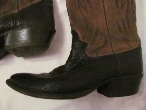 stivali da cowboy vintage JUSTIN pelle grana testurizzata alti pull on 7,5 D - Foto 2 di 6