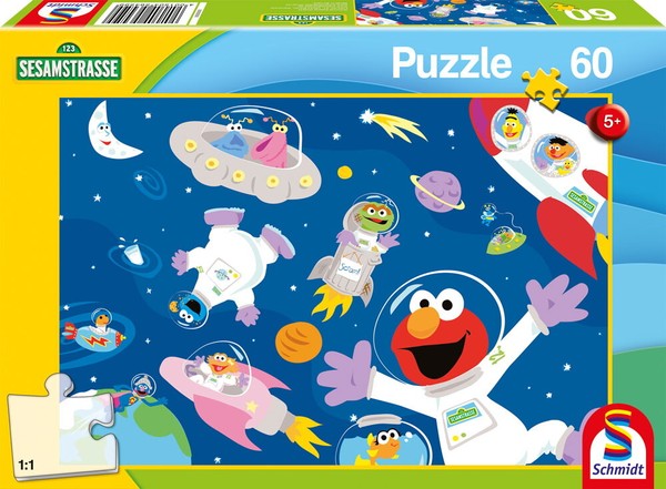60 Teile Schmidt Spiele Kinder Puzzle SesamstraßE Im Weltall 56459-image