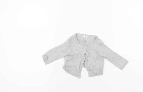 Carters Girls Grey Cotton Cardigan Jumper Size 0-3 Months Button - Picture 1 of 12