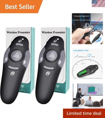 Ergonomic Wireless Presenter Remote with Laser Pointer - Perfect for Meetings