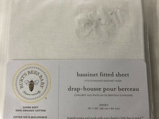 Burt's Bees Baby Bassinet Fitted Sheet White organic cotton jersey nursery