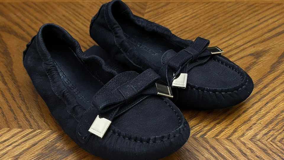 Burberry Niños Sumpter Gamuza Mocasines Negro Niño/Niño Pequeño Zapatos 29/11.5US Foto 3 de 4