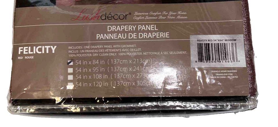 Panel de cortinas Felicity Lush Decor, rojo, 54" x 84" Foto 2 de 2