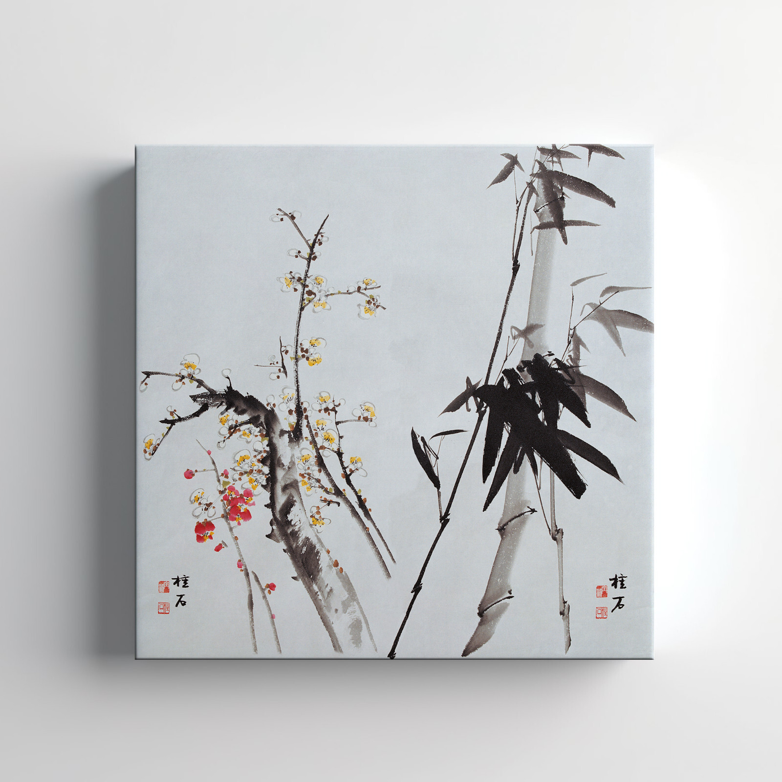 Arte de pared con impresión en lienzo oriental de bambú chino, elegante decoración del hogar colgante de pared