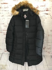 Spire By Galaxy Women's Neva Waterproof Parka Puffer Coat Faux Fur - Large Black