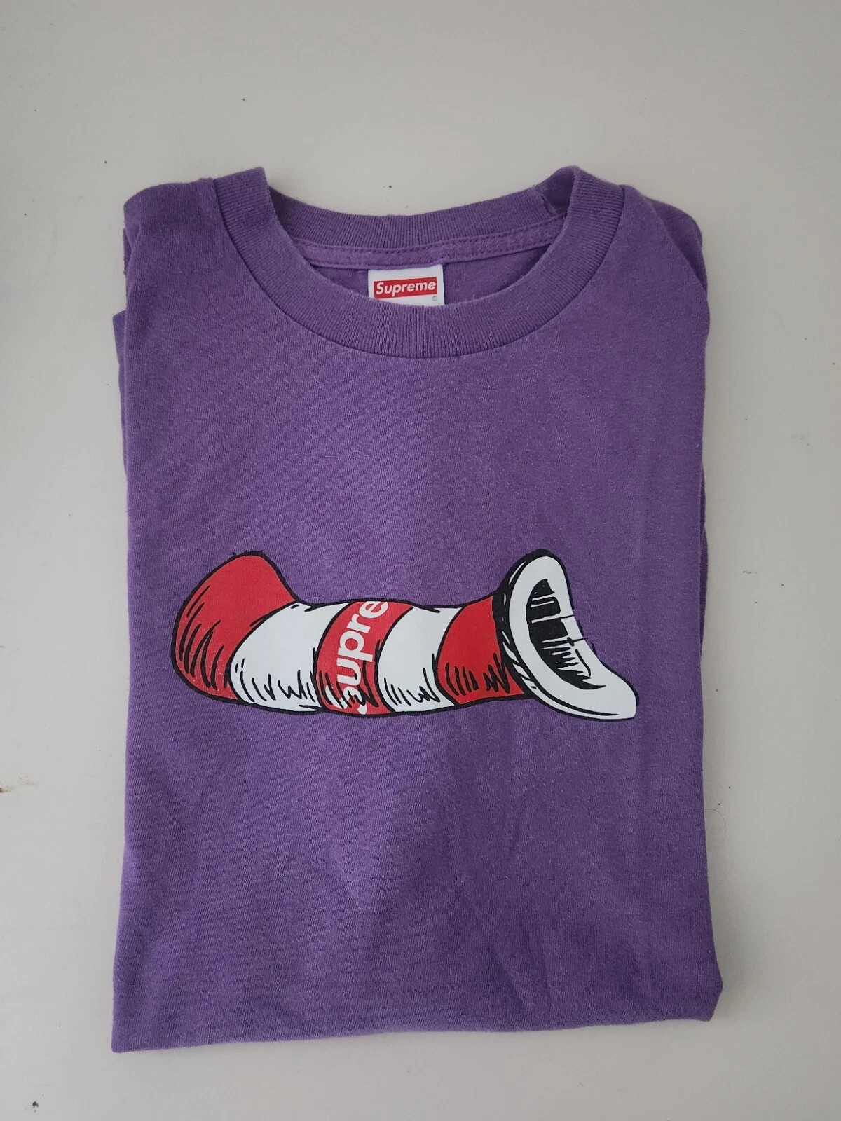 T shirt violet FW18 Supreme Cat in the Hat taille M moyen 