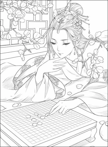 Coloring book for adults kids Chinese line drawing book ancient figure painting - Image 3 of 4