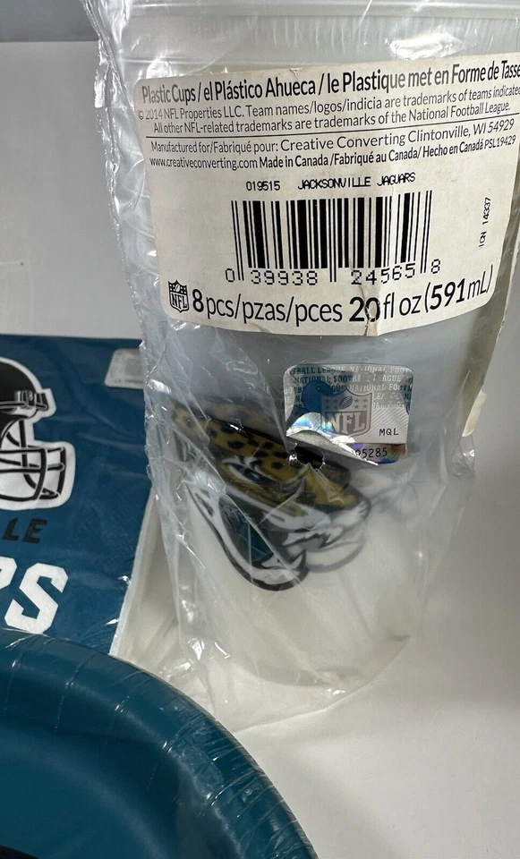 Platos de cena de papel Jaguars NFL profesional fútbol americano fiesta deportiva 9" + servilletas + tazas Foto 2 de 4