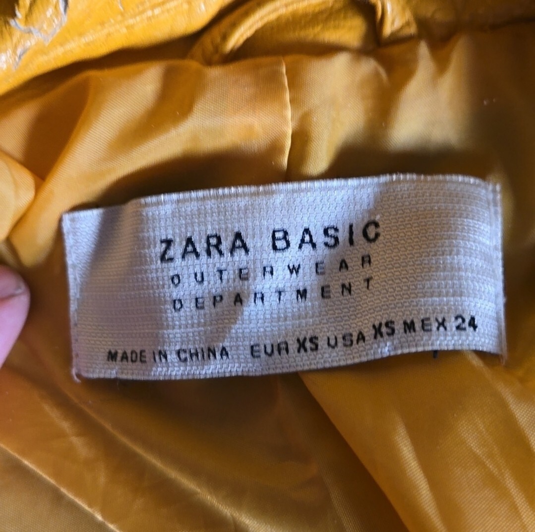 Zara Basic Outerware Women's Yellow Mustard Faux … - image 8