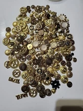 Plastic Gold Buttons Lot 1/2 Lb With The Shank Removed For Craft 8 Oz