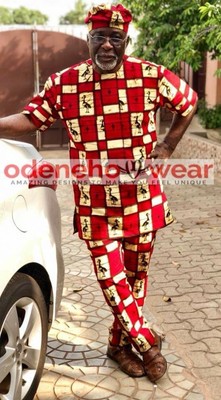 African Clothing. Odeneho Wear Men's Ankara Print Top And Bottom With Hat African Clothing. Odeneho Wear Men's Ankara Print Top And Bottom With Hat