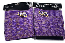 LSU Louisiana State University Tigers Womens Knitted Leg Warmers Boot Cuffs New