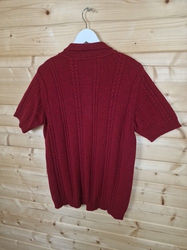 Raf Simons X Fred Perry Merino Kaschmir Zopfmuster Polo Top Pullover Gr. 40 rot - Bild 19 von 22