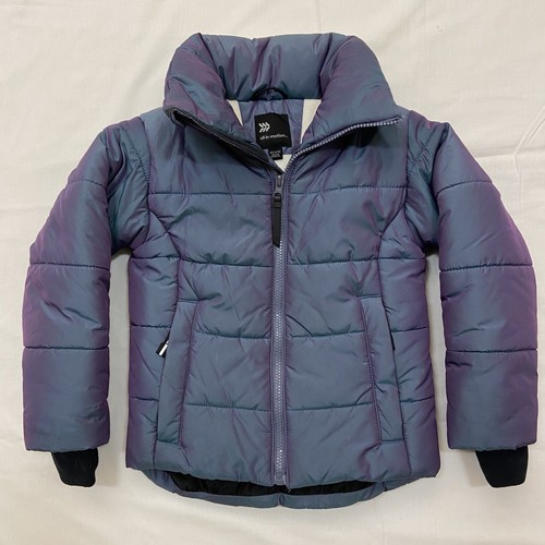 ๐ฅ All in Motion Size XS (4/5) Purple Iridescent Puffer Jacket ๐ฅ Fleece Lined - Picture 11 of 13