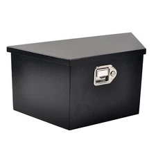 Steel 26"X13.3"X12" Black Truck Tongue Toolbox Trailer Flatbed Storage Tool Box