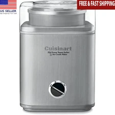 2 Qt Ice Cream Maker Frozen Yogurt Machine Double-Insulated Freezer Bowl Silver