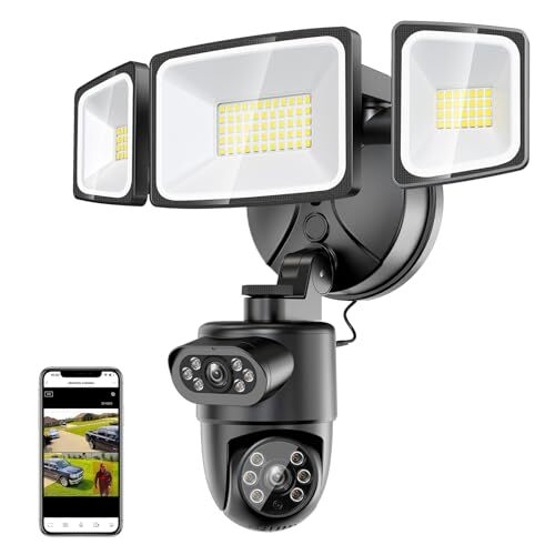 Dual Lens Floodlight Camera Outdoor, 4MP Smart Security Flood Light
