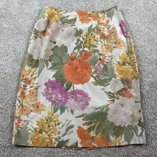 Vtg 90s Y2K Smart Parts Pencil Skirt S M Tan Beige Rayon Knee Length Cottagecore