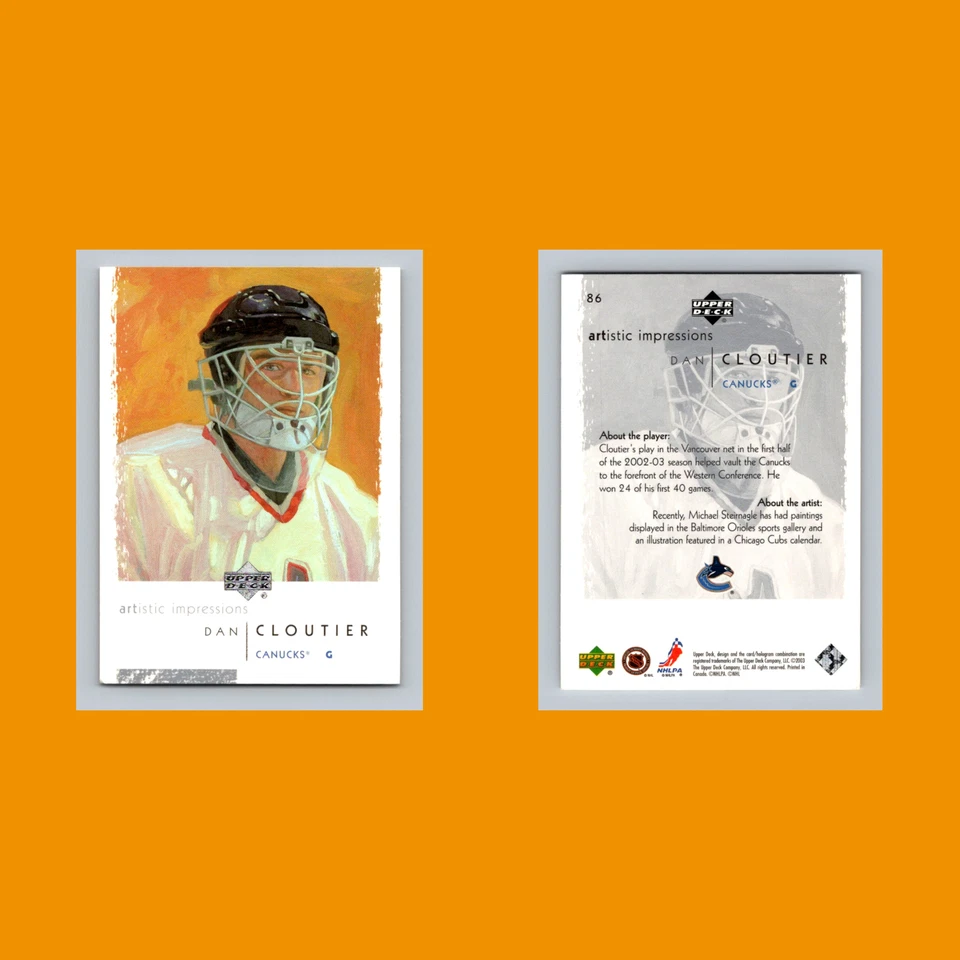 Dan Cloutier #86 2002 UD Artistic Impressions Vancouver Canucks Hockey Card NHL - Image 3 of 3