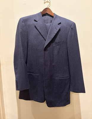 Pal Zileri Abito Privato Suit Mens 38R Navy Pinstripe Wool Cashmere Italy 48