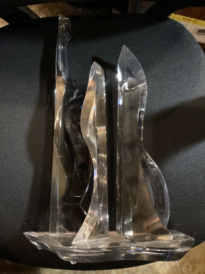 VAN TEAL LUCITE ACRYLIC SCULPTURE POST MODERNISM SIGNED VINTAGE 17” - Image 4 of 4