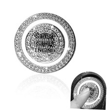 2 PCS Bling Push Start Button Cover Stickers, Crystal Engine Start Stop