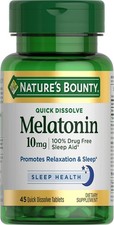 100 Natural Melatonin Supplement 45 Count 10mg Dietary Sleep Aid Natural