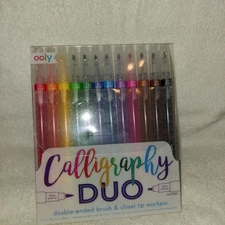 OOLY Calligraphy Duo DOUBLE-ENDED Markers 12 Pack BRUSH & CHISEL TIPS NEW