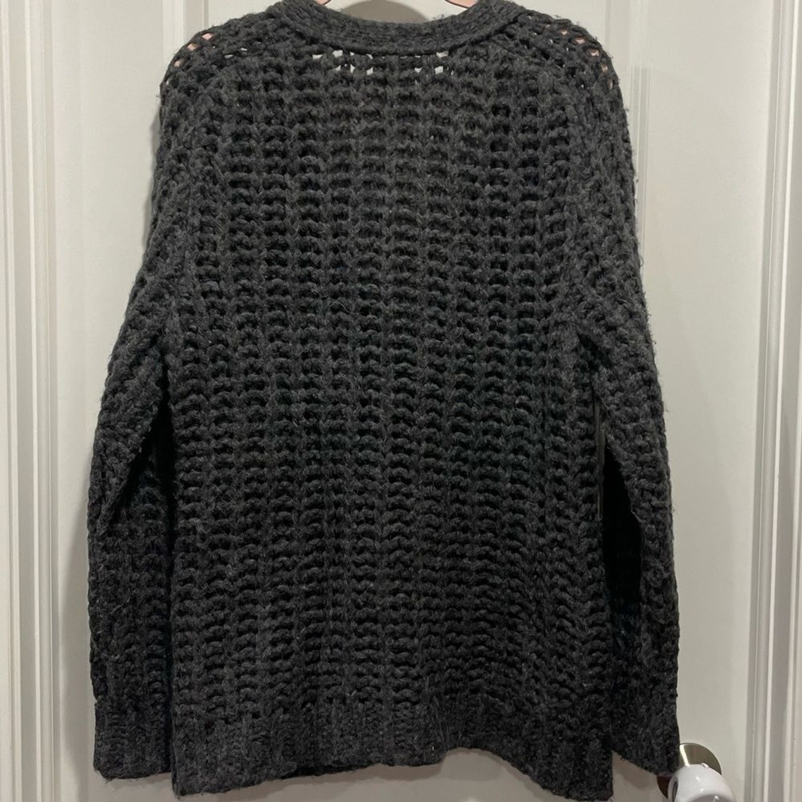 Anine Bing Kurt Merino Wool Alpaca Chunky Cardigan Charcoal Gray in Size Small image 8