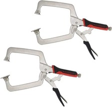 Ergonomic 2-Piece 15" C-Clamp Locking Pliers with Adjustable Swivel Pads