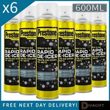 6 x PRESTONE RAPID DE-ICER SPRAY 600ML CAR FOR WINDSCREEN FROST MELT ICE DEICER