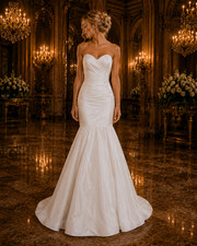 Watters Brides Eggshell Wedding Gown Dress Size 12 Mermaid Silk Blend NWT $1,699