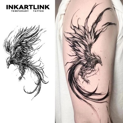 Roc Bird Waterproof Semi Permanent Fake Temporary Tattoo Sticker Lasts Up To 15