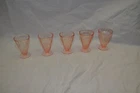 Jeannette Floral Poinsettia Depression Glass Pink Footed Juice Tumbler 5 oz. 4"