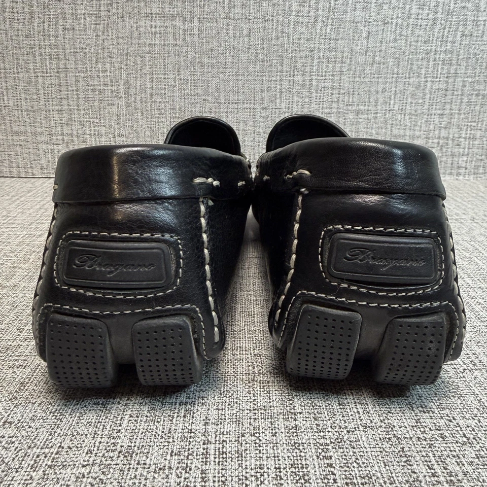 Mocasines/mocasines/zapatos de conducción Bragano para hombre talla 9 cuero negro hechos en Italia Foto 3 de 4